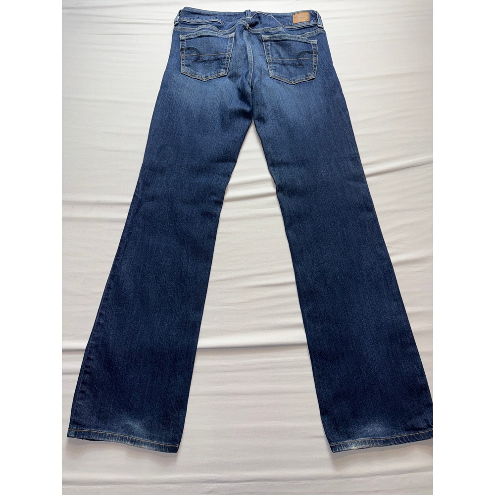 American Eagle Slim Boot Jeans Womens 8 Long Dark Wash Stretch Denim Blue 03873 - Picture 6 of 7